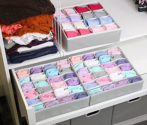 Simple Houseware Sock Drawer Organizer, 3 Pack, Gray - Image 3