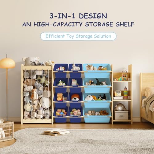 EXPERLAM 3-in-1 Toy Storage Organizer, Stuffed Animal Holder, 12 Bins - Image 6