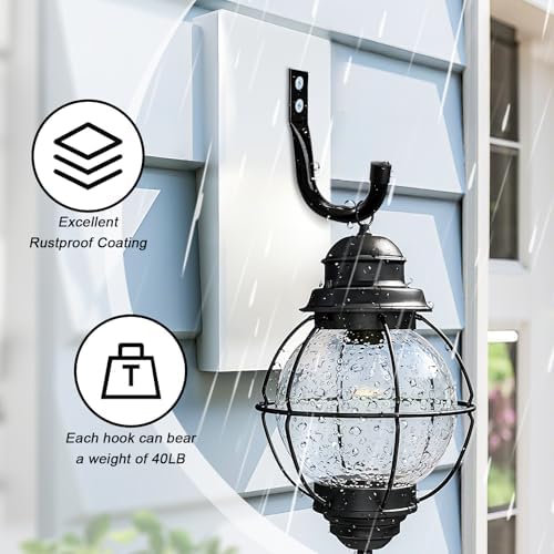 KURUI Metal Wall Hooks for Hanging Heavy Duty, 6Pcs Garage Organization and Storage Hook for Extension Cord Tool Coat Backpack Bag, Large Utility J Hooks, Black Wall Mount Hanges for Outdoor Indoor - Image 6