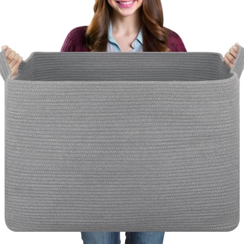 OIASKET 108L Extra Large Blanket Basket Living Room, 24.8" x 16.2" x 16.2" by OIASKET