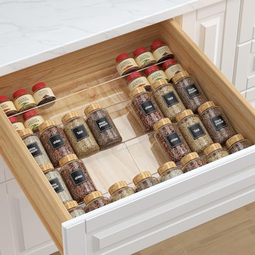 Spice Drawer Organizer Clear (Jars Not Included) - 5 Tier Acrylic Seasoning Drawer Organizer - Kitchen Spice Rack for Drawer, Cabinet, Countertop - Expandable From 9'' to17.5 In'' - Image 3