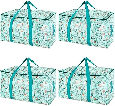 BALEINE 4-Pack Oversized Moving Bags with Reinforced Handles, Heavy-Duty Storage Tote for Clothes, Moving Supplies (Spring Stroll, 4-Pack) by BALEINE