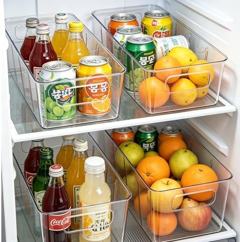 SPACELEAD 6 Pack Clear Pantry Organization Storage Bins with Dividers - Image 6