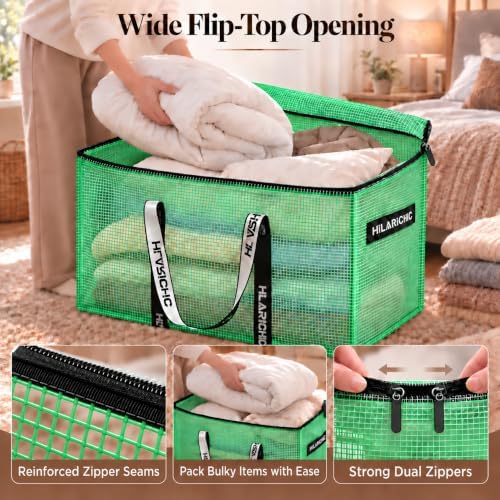 Heavy Duty Moving Bags 97L - Extra Large Storage Bags with Strong Zipper & Comfortable Handles, Packing Boxes for Moving House, College Dorm, 4 Pack, Clear, Virgin PE Material - Image 3