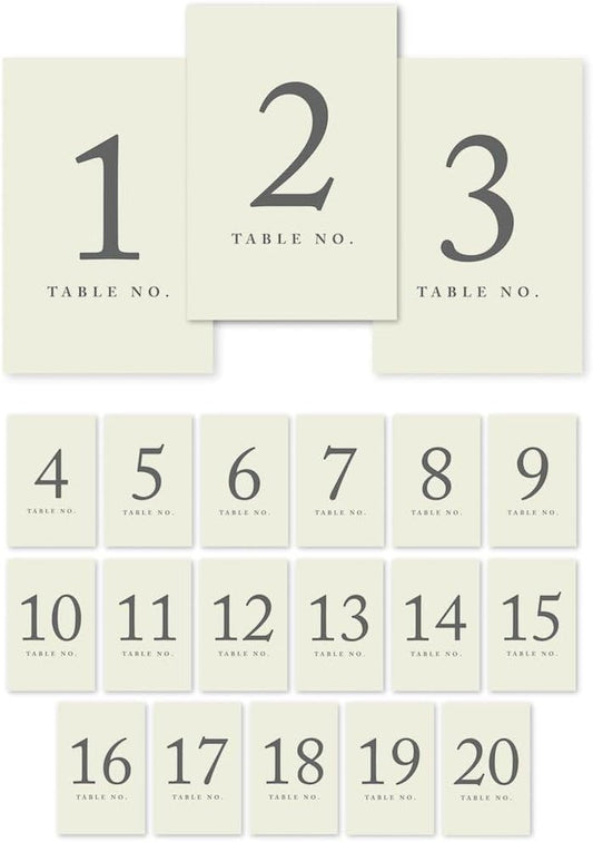Andaz Press Table Numbers 1-20 on Perforated Paper, Ivory, 4x6-inch Single Sided Sign, 1-Set, For Weddings, Bridal Shower
