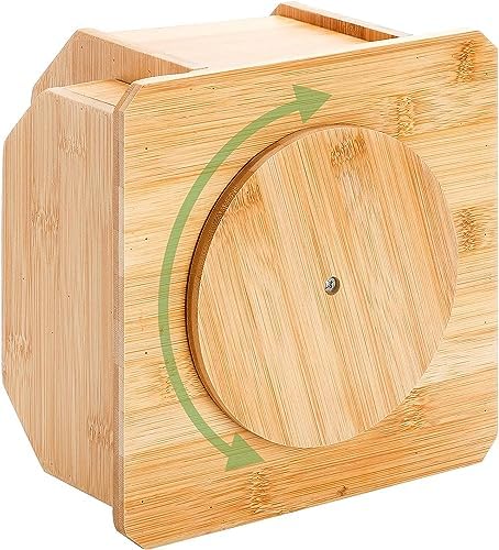 yarlung Bamboo Rotating Remote Control Holder for Table, 7 Compartments Office Supplies Organizer 360° Spinning Desktop Storage Caddy for Pen, Colored Pencil, Book Sewer, Sticky Notes - Image 3