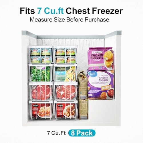 iSPECLE Deep Freezer Organizer Bins - Small Baskets for 7 Cu.Ft, 6 Pack - Image 2