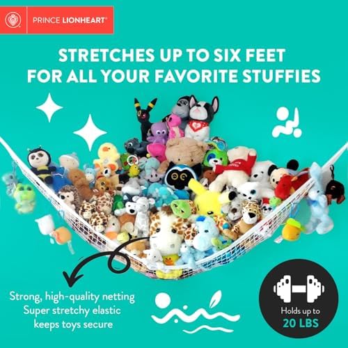 Prince Lionheart Jumbo Hammock for Stuffed Animals - Large Toy Hammock Storage for Toys and Stuffed Animals Net Ideal for Corners, Storage for Stuffies, Plushies, Squishmallows, and More - Image 2