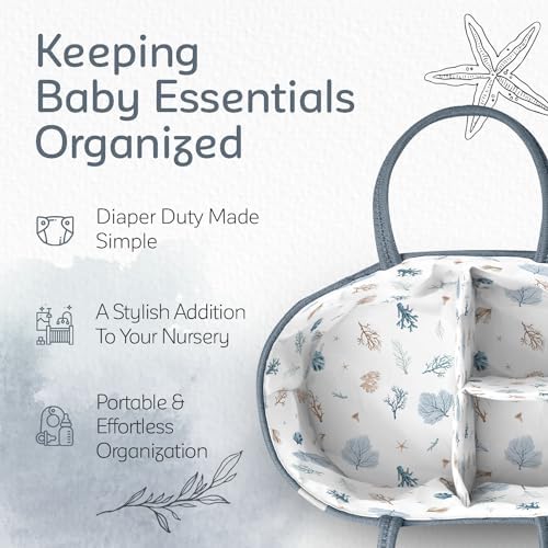 KiddyCare Diaper Caddy Organizer Basket for Nursery Storage Organizer Cart Baby Basket for Diaper Holder, Baby Basket Gift for Boy/Girl Basket with Dividers Stone Large - Image 6