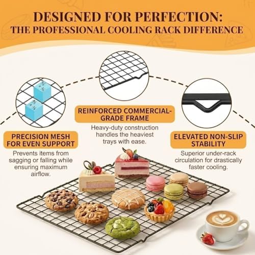 5PCS Cooling Racks for Cooking and Baking 10" x 16",Heavy Duty Metal Wire Rack,For Grilling, Roasting, Baking, Drying, Fits Jelly Roll Sheet Pan, Oven & Dishwasher Safe - Image 2