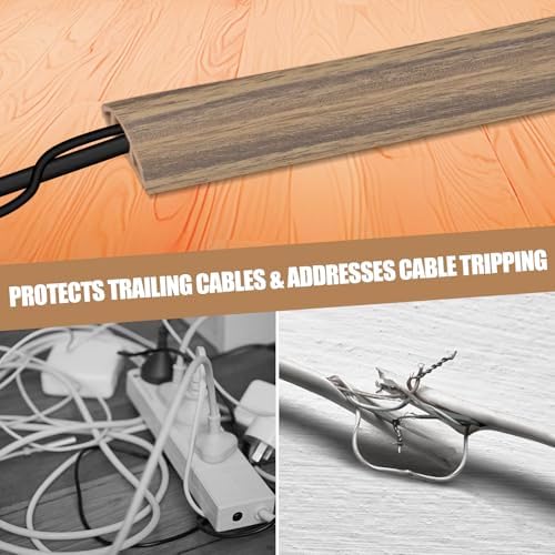 Floor Cord Cover Self Adhesive Cord Hider,10FT Cable Management, Extension Strip Protector for Wires, Prevent Cable Trips for Offices, Gyms, Exhibitions Cavity:0.3"(W) x0.28(H) Woodsmokedbrown - Image 6