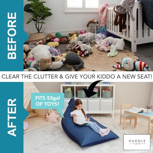 Huddle Designer Stuffed Animal Bean Bag Storage Chair Cover XL Blue Denim - Image 3