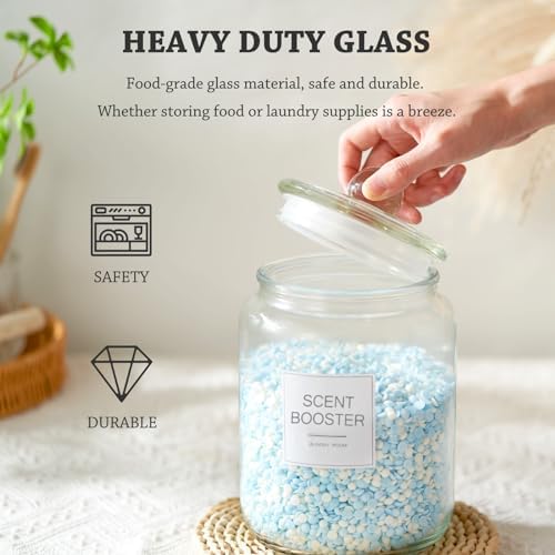 FyndraX Half Gallon Glass Jars - Large Airtight Containers with Scoop and Labels for Organization and Storage Laundry, Bath Room, Kitchen and Pantry Holder, Set of 4 - Image 5