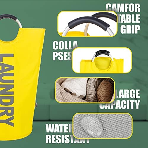 Caroeas 95L Pro Large Laundry Basket (13 Colors), Waterproof Laundry Hamper, Laundry Bag with Padded Handles, Clothes Hamper Stands Up Well, Collapsible Laundry Basket Easy Storage(Yellow) - Image 3