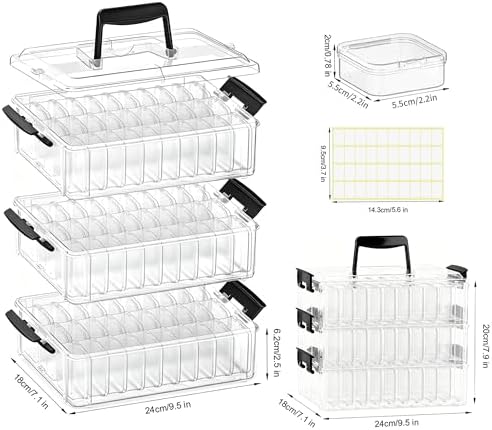 3-Tier Stackable Bead Organizer Box, 90 Small Containers and Lids - Image 2