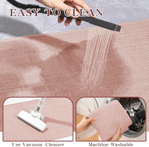 chakme Bathroom Rugs Mat 59x25, Ultra Thin Non Slip Bath Mat Large Quick Dry Absorbent Bath Mat for Bathroom Floor, (Pink, 59"x25") - Image 6