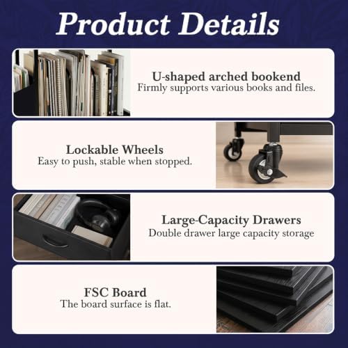 Faesun 22IN Mobile Filing Cabinet, Rolling File Cabinet with Fabric Drawers - Image 6