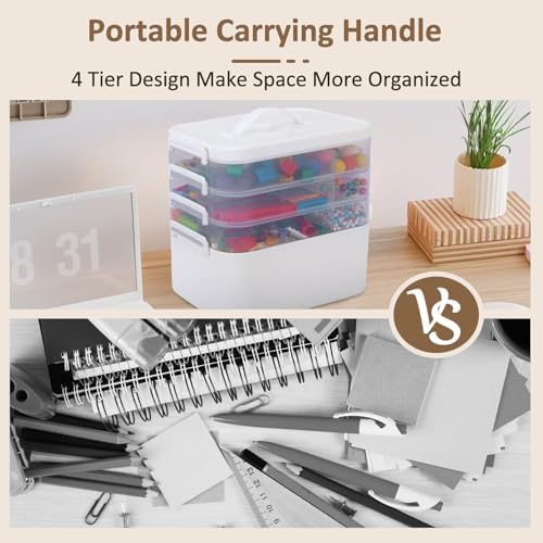 Gifhomfix 4-Layer Plastic Craft Organizers and Storage Box with Removable Trays, Storage Containers with lids and Handle, Art Supply Storage Organizer for Organizing Bead, Sewing, Tool - Image 5