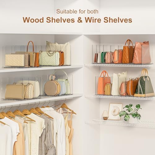 GoMaihe Purse Organizer for Closet: 4 Sets Adjustable Clear Bag Storage - Image 3