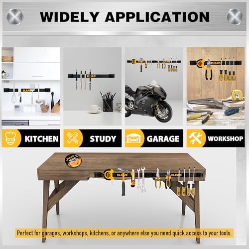ELEAD 6-Piece 12" Magnetic Tool Holder Storage Organizer - Wall Mount Rack Garage Organization Power Magnet Hanger Workbench Board Slatwall Van Organizers Mounted Hanging Strip - Image 7