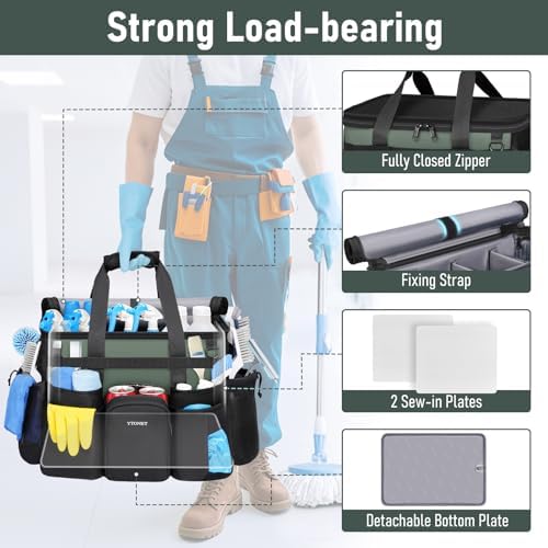 Ytonet Cleaning Caddy with Wheels, Extra Large Rolling Cleaning Caddy Bag - Image 5