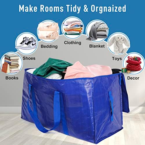 Moving Bags Heavy Duty Extra Large Cube Storage Tote for Space Saving, Traveling Organizer, with Zippers & Strong Carrying Handles (Set of 10) - Image 3