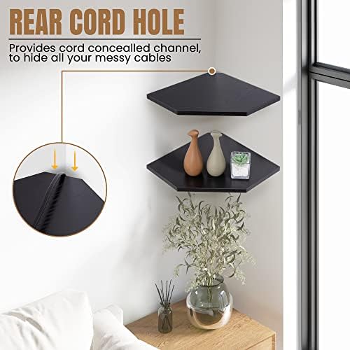 Fun Memories Corner Shelf Wall Mount, Floating Corner Shelves, Set of 4 Corner Wall Shelf Organizer, Rustic Wood Wall Storage Display Shelves for Living Room Bedroom Bathroom Kitchen, Classic Black - Image 6