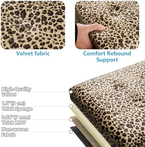 AmasSmile Ottoman with Storage,Folding Chest,17" Velvet,Leopard 2 Pack - Image 7