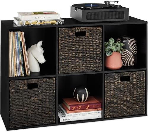 Best Choice Products 6-Cube Storage Organizer, 13.5in Shelf Opening, Bookcase, Display Shelf, Customizable w/ 3 Removable Back Panels – Black by BestChoiceProducts