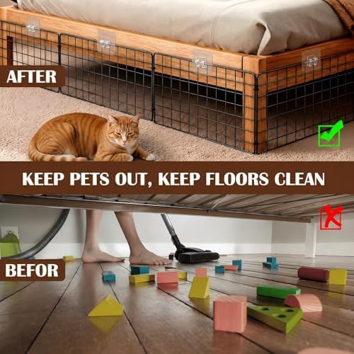 Sliner 12 Pack Black Under Bed Blocker for Pets Metal Under Couch Blocker 16" L x 7.9" H Sofa Couch Barriers for Dogs Pets Cats Toys Items with 49 Accessories - Image 4