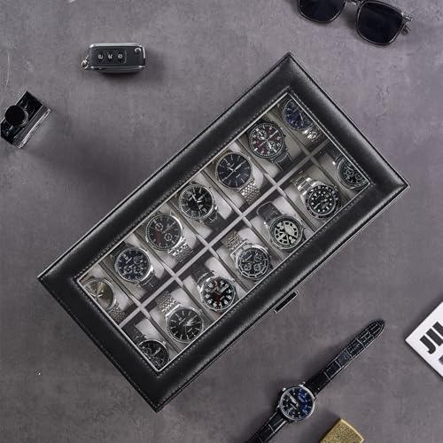 ProCase Watch Box, 14 Slot Watch Case for Men with Drawer, Black - Image 6