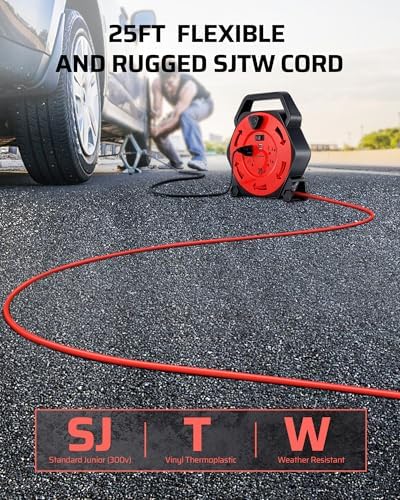DEWENWILS 25FT Extension Cord Reel, Hand Wind Retractable Cord Reel - Image 2