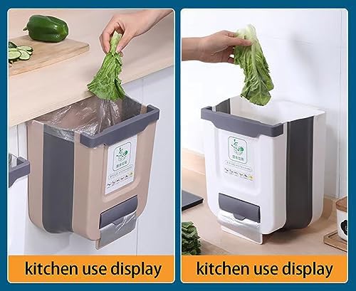 Hanging Kitchen Trash Can,2.6 Gallon Collapsible Waste Bin,Plastic Folding Hang Garbage Can for Cabinet Car Bedroom Bathroom Kitchen Office 11.3 * 10 * 6.9inch,White - Image 7