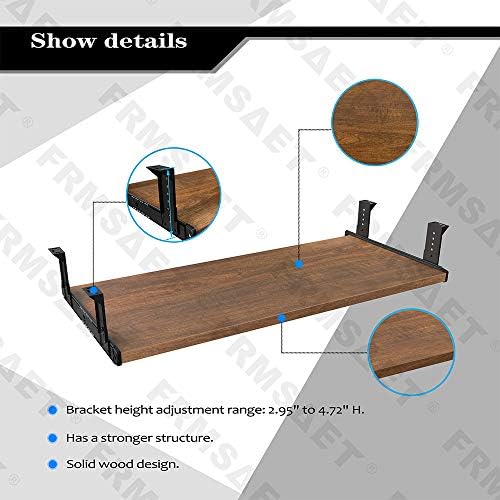 FRMSAET Under Desk 20/24/30 inch Keyboard Drawer Platform (24 in, Brown) - Image 2