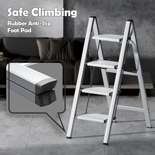 Taranta 4 Step Stool Foldable,Aluminum Step Ladder-Sliver - Image 4