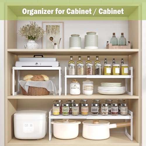 DOLALIKE Expandable Cabinet Shelf Organizer Stackable Kitchen Counter Shelf - Image 2