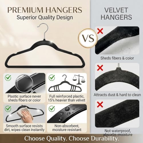 SMARTOR Plastic Hangers 50 Pack, Heavy Duty Plastic Hangers for Clothes - Image 6