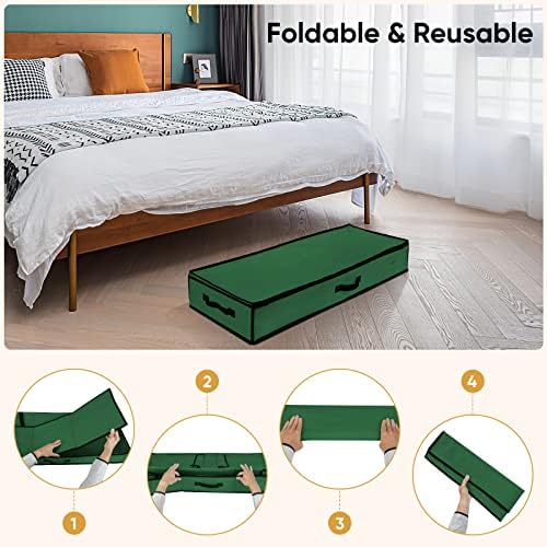 BALEINE Wrapping Paper Storage Organizer, 40" Durable 600D Oxford Fabric Gift Wrap Storage Bag with Flexible Partitions for Ribbon, Holiday Accessories (Green) - Image 6