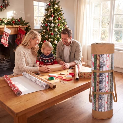 Christmas Wrapping Paper Organizer, 41" Gift Wrapping Paper Storage Golden - Image 4