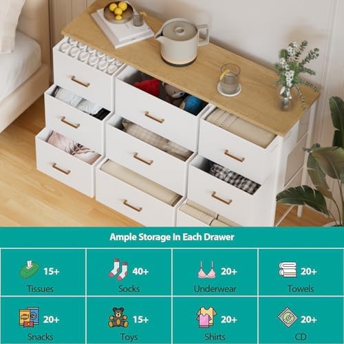 VASICAR Wide TV Stand Modern TV Console, 9 Drawers Dresser for Bedroom - Image 5