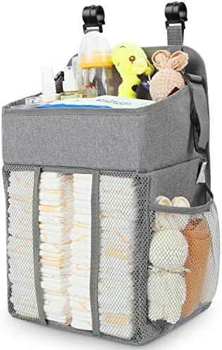 Maliton Hanging Diaper Organizer Hold 50+ Diapers, with 4 Mesh Pockets，Gray by Maliton