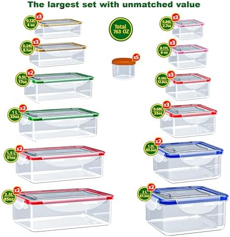 70 Pcs Large Food Storage Containers with Lids Airtight-2500ML to Small Box,Total 22812 ML Stackable Kitchen Bowls Set(35 Containers,35 Lids)-BPA Free Leak proof Plastic Boxes-Microwave safe - Image 2