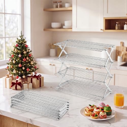 LIANYU 4 Tier Collapsible Cooling Rack, Stainless Steel Baking Rack - Image 3