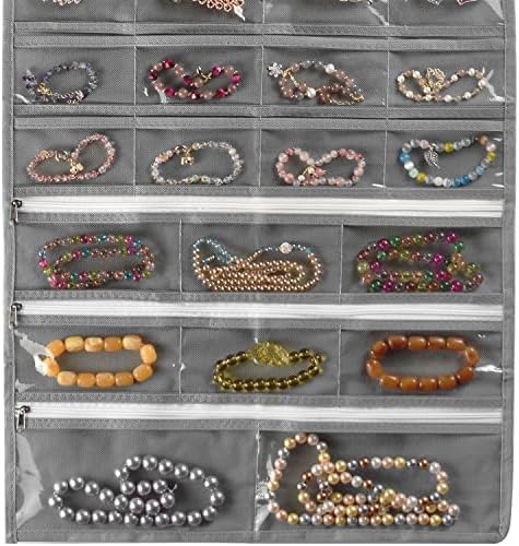 BB Brotrade Hanging Jewelry Organizer,Accessories Organizer,56 Pocket Organizer for Holding Jewelries (Grey-56 Pockets) - Image 3