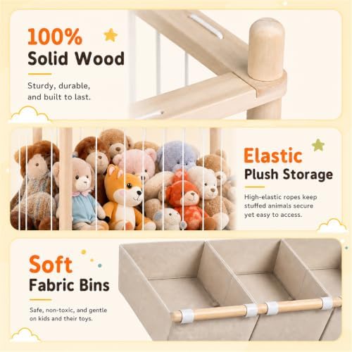 EAQ 2-in-1 Stuffed Animal Storage & Toy Organizer for Kids Rooms, 6 Bins - Image 4