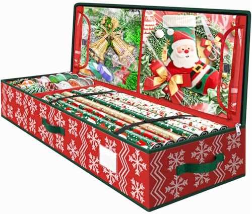 Christmas Gift Wrap Organizer Storage Box for Paper & Decor Wave Red by StorageRight