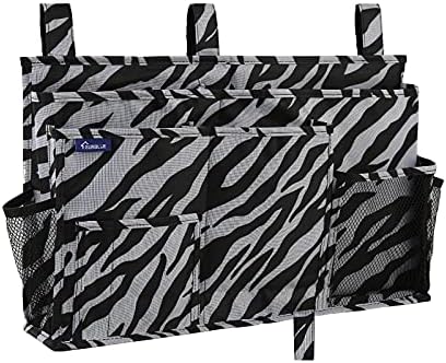 Surblue Bedside Caddy Hanging Organizer Storage Bag Pocket for Bunk, Hospital, College Dorm Rooms, Baby Bed Rails, Camp - 8 Pockets (Large, Zebra) by SURBLUE
