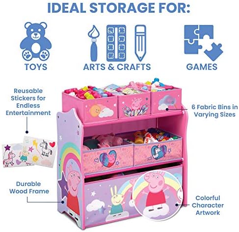 Delta Children Design & Store 6 Bin Toy Storage Organizer, Peppa Pig - Image 5