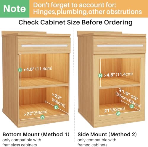 2Pack Pull Out Cabinet Organizer, Soft Close Wooden Slide Out Drawers for Pots, Full-extension Roll Out Shelves for Kitchen Cabinets, Pantry Organization, Bottom and Side Mount(21"W X 21"D x 3.4''H) - Image 3