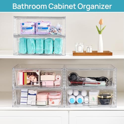 Vtopmart 3 Pack Large Clear Stackable Storage Drawers for Closet, Pantry - Image 6